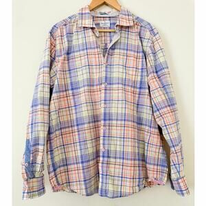 Tommy Bahama Jeans Shirt Plaid Cotton Long Sleeve Shirt L Buttondown